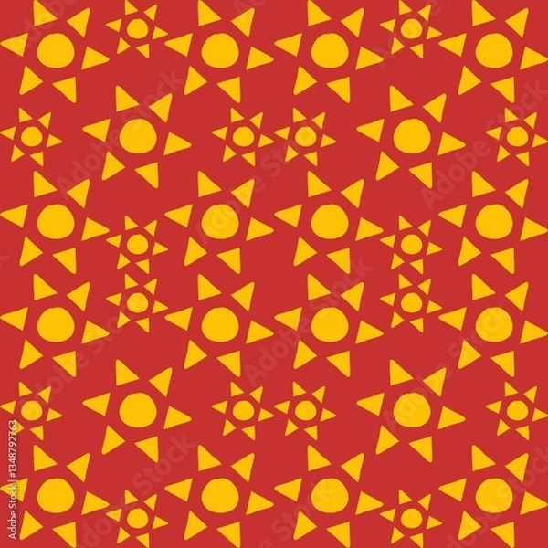 Obraz Solar Stars, Geometric Sunburst Pattern