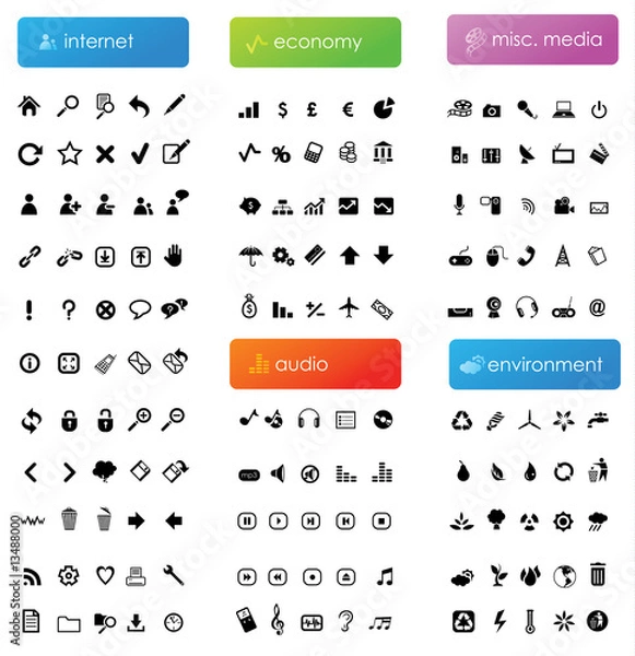 Obraz 150 ikon wektorowych