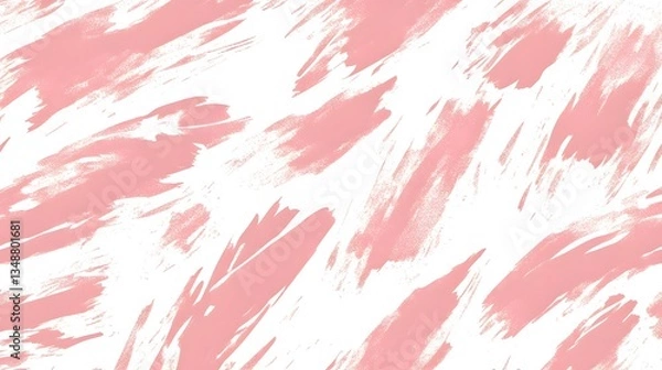 Fototapeta Pink brushstrokes across a white background create an abstract pattern