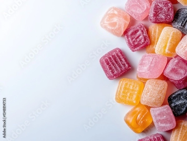 Obraz Colorful assorted candies on a white background.