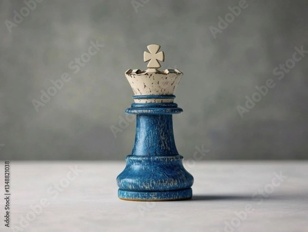 Obraz Elegant blue chess king piece on a table.