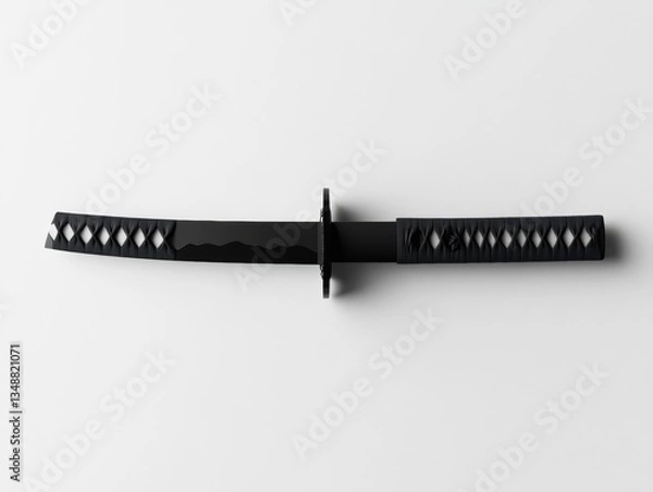 Obraz Elegant black sword on white background.
