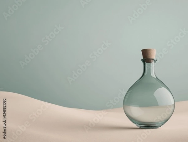 Obraz Elegant bottle on a soft sand surface.