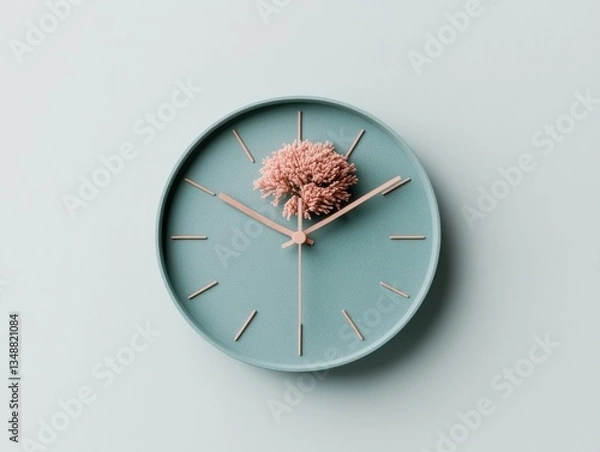 Obraz Elegant clock with floral design on wall