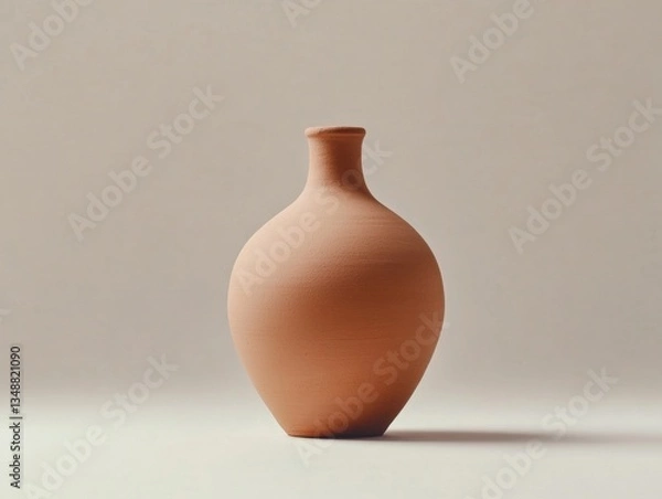 Obraz Elegant clay vase on neutral backdrop.