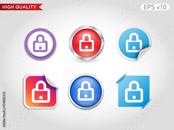 Fototapeta Colored icon or button of lock symbol with background