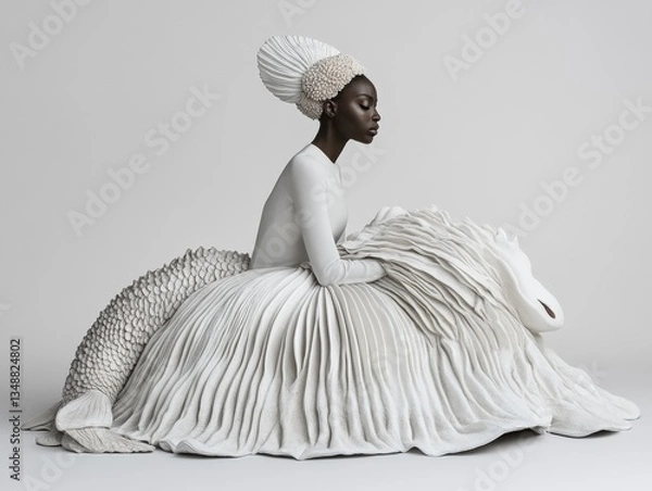 Obraz Elegant portrait of a serene figure in white.