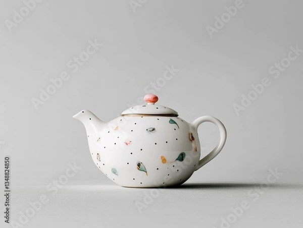 Obraz Elegant porcelain teapot with floral design.