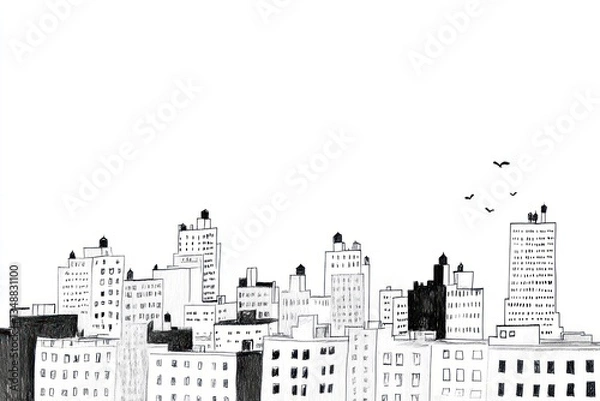 Fototapeta City building illustration buildings drawing.