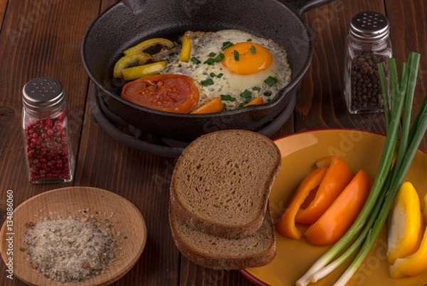 Obraz Scrambled eggs with vegetables