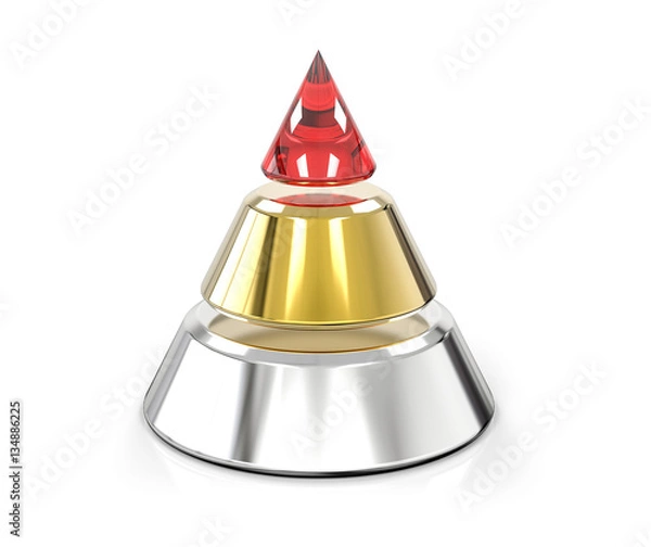 Obraz 3D Isolated Three Level Pyramid Cone Hierarchy Structure Colored