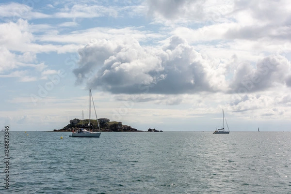 Obraz Sailing Boats on Calm Summer Sea, Brittany.