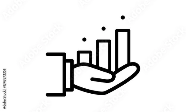 Fototapeta Hand and profit icon. Simple line style for web template and app. business, achievement, chart, diagram, vector illustration design on white background.