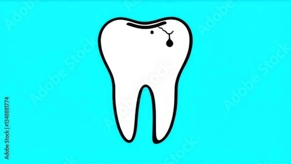 Fototapeta a white tooth with a crack on a blue background