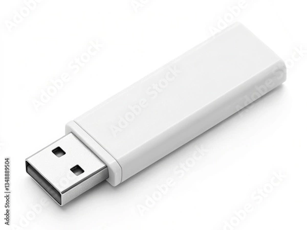 Obraz High-Quality Blank White USB Flash Drive Mockup