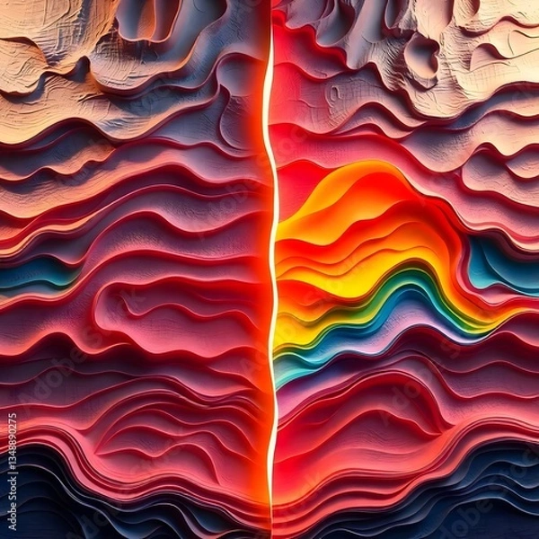 Fototapeta Liquid Rainbow Waves – Vibrant & Colorful Abstract Fluid Art with Iridescent Glow
