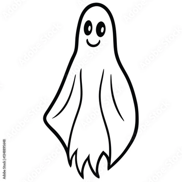 Obraz Ghost Silhouette Vector Illustration - Isolated on White Background