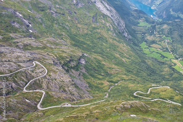 Fototapeta Blick vom Dalsnibba in den Geiranger Fjord Norwegen
