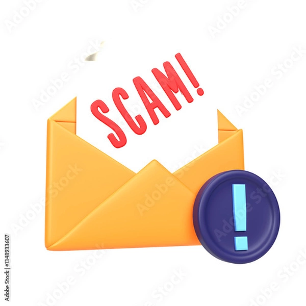 Fototapeta 3D Scam Alert Beware of Fraudulent Emails and Online Schemes 