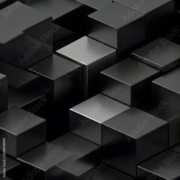 Obraz A dynamic background of intersecting, extruded cubes in a stylish monochrome color scheme, Ai Generated