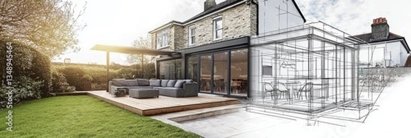 Fototapeta Visually striking representation of new extension ideas for homes.