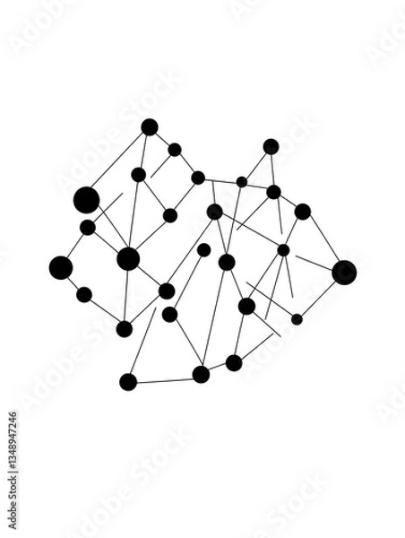 Obraz Abstract Black Nodes and Lines: Modern Digital Network Connectivity and Data Analysis Visualization