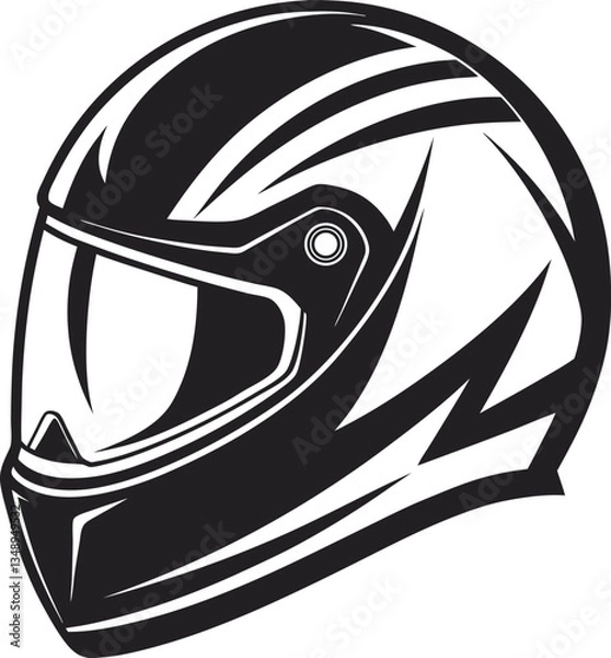 Obraz motre bike helmet art  black and white  vectore