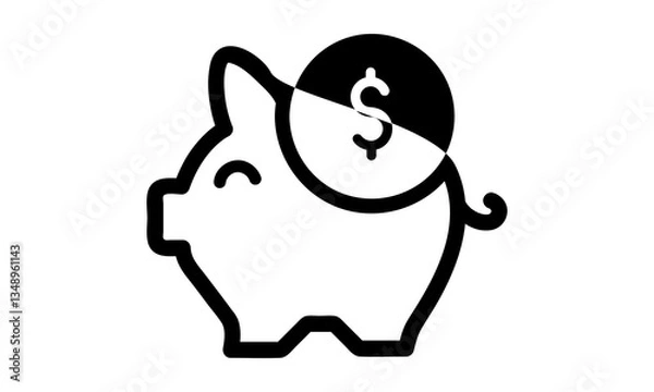Fototapeta  Piggy banks with a dollar coin, symbolizing savings and financial security. Vector illustration.