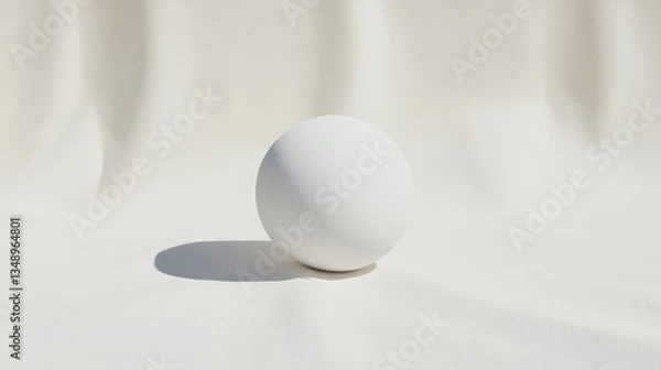 Obraz Sleek, white sphere on a smooth, draped surface