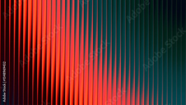 Obraz Vibrant ribbed background with futuristic vintage aesthetic and nostalgic retro chrome. Chromatic dramatic gradient in retro-futuristic style with warm and cool tones for trendy visual art projects