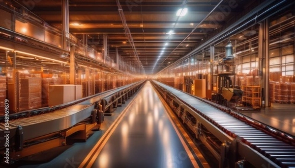 Obraz A huge warehouse featuring advanced automated systems, robotics, and creative innovation.