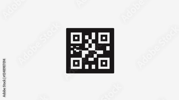 Fototapeta Stylized QR code icon on white background with copy space