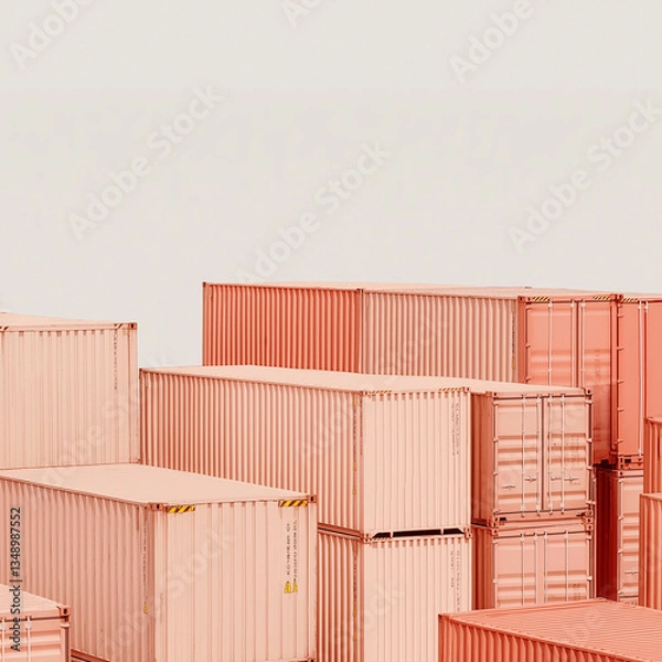 Obraz shipping containers in matching pink; stacked logistics containers