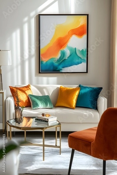 Fototapeta a modern living room interior , Generative AI	