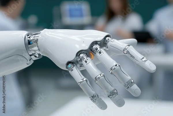 Obraz Robotic hand showcases intricate design, highlighting advanced t