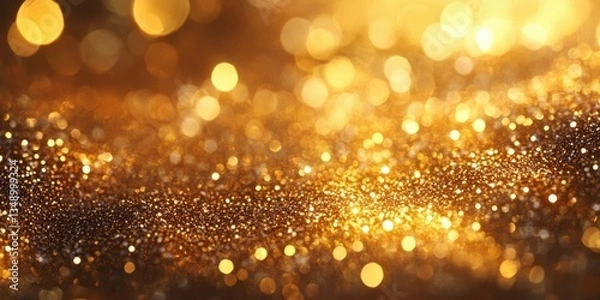Fototapeta Sparkling golden bokeh lights create a shimmering effect for festive celebrations and elegant gatherings during evening events
