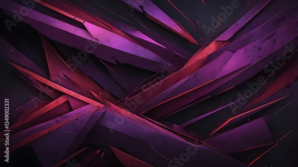 Fototapeta Abstract Geometric Composition: A dynamic interplay of sharp-edged geometric shapes in various shades of purple, creating a visually arresting abstract composition.