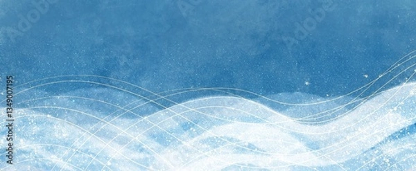 Obraz やさしい色使いの夏の波, 和風イラストレーション背景