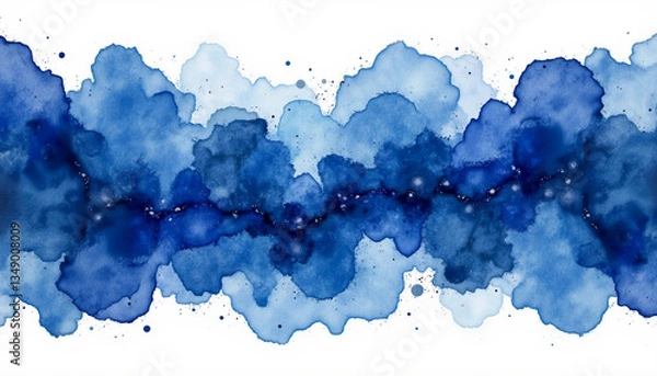 Obraz Abstract watercolor washes in deep sapphire and indigo tones