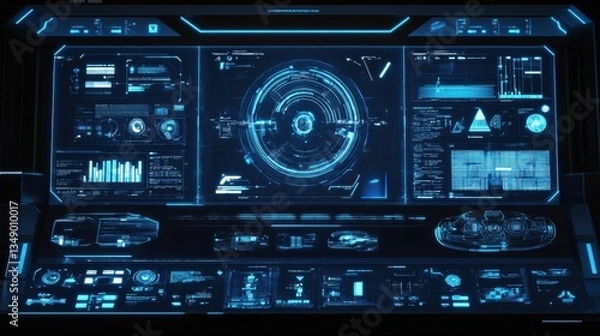 Fototapeta AI-Powered Holographic Interface Scanning Futuristic