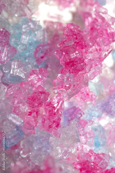Fototapeta Sugar Sat Crystal Vibrant Shard Close Up Granulated Molecule Confectionery Background