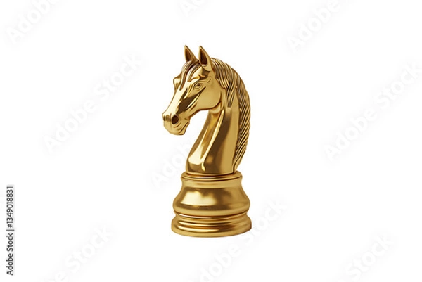 Obraz Golden Horse Chess Piece with Transparent Background