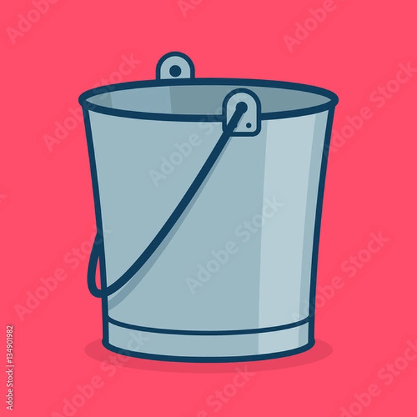 Fototapeta Metal bucket icon, sign or symbol for app.