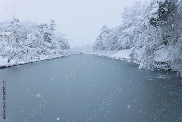 Obraz 雪化粧した彦根城とその周辺