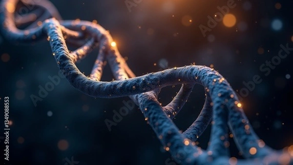 Fototapeta Abstract DNA Strand With Bokeh Lights