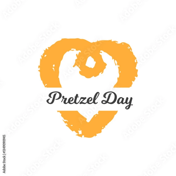 Obraz Pretzel Day vector illustration. Cute heart bread knot. Hand-drawn yummy snack on isolated background