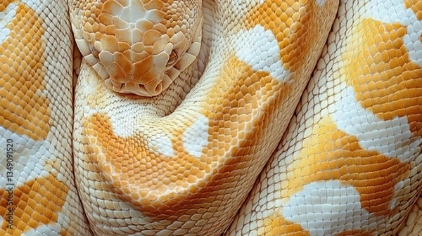 Obraz Intricate Close Up of a Snake's Head Showcasing Detailed Scales and Intense Eyes in Natural Habitat