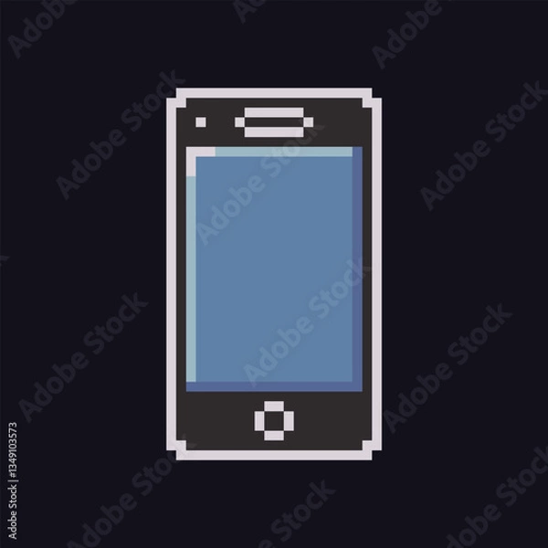 Fototapeta this is phone icon in pixel art with simple color and black background ,this item good for presentations,stickers, icons, t shirt design,game asset,logo and your project