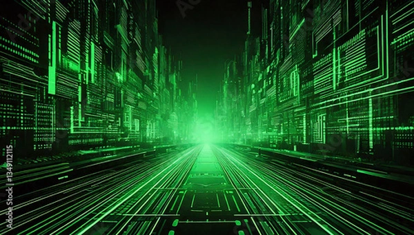 Obraz neon green future landscape background