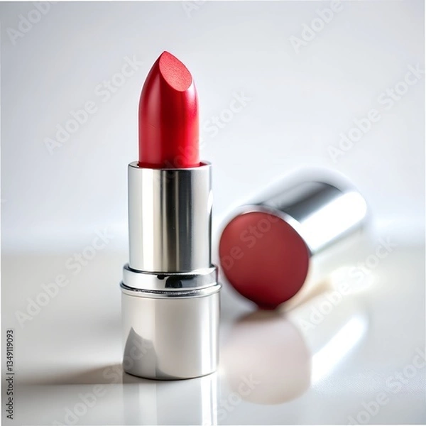 Obraz Red lipstick on white background
